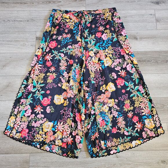 Johnny Was Pants - Johnny Was Floral Embroidered Wide leg Sheer Pull on Pants Resort wear 2X READ